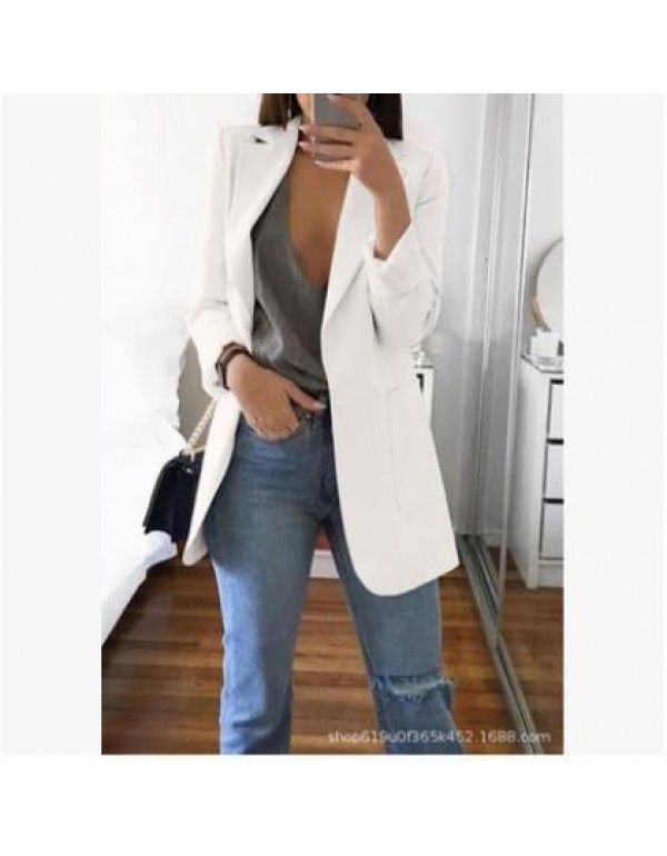 European and American popular fashion lapel slim cardigan temperament suit coat woman 