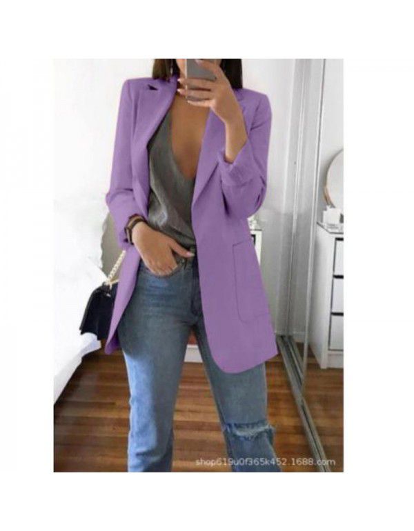 European and American popular fashion lapel slim cardigan temperament suit coat woman 