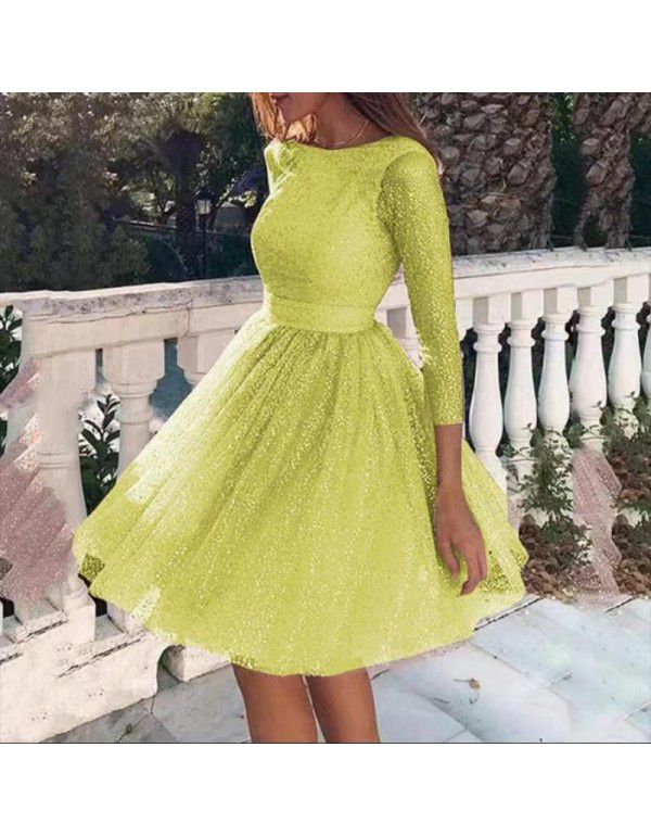 Women's Sparkling Long Sleeve Dress High Waist Evening Dress Cocktail Dress Women's Fashion Dress