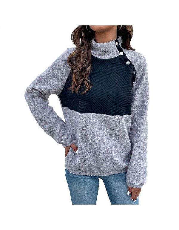 European and American Fashion Women's New Colored Long Sleeve Half High Collar Velvet Sweater Women