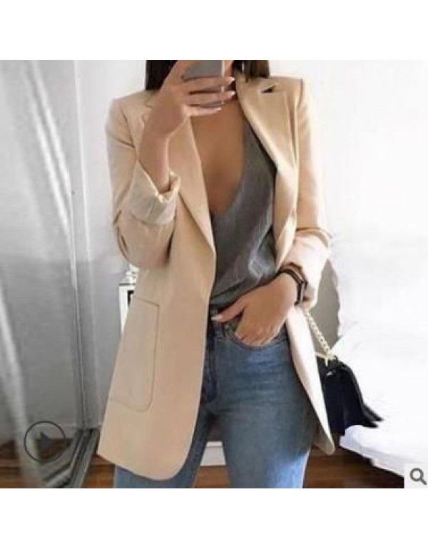 European and American popular fashion lapel slim cardigan temperament suit coat woman 