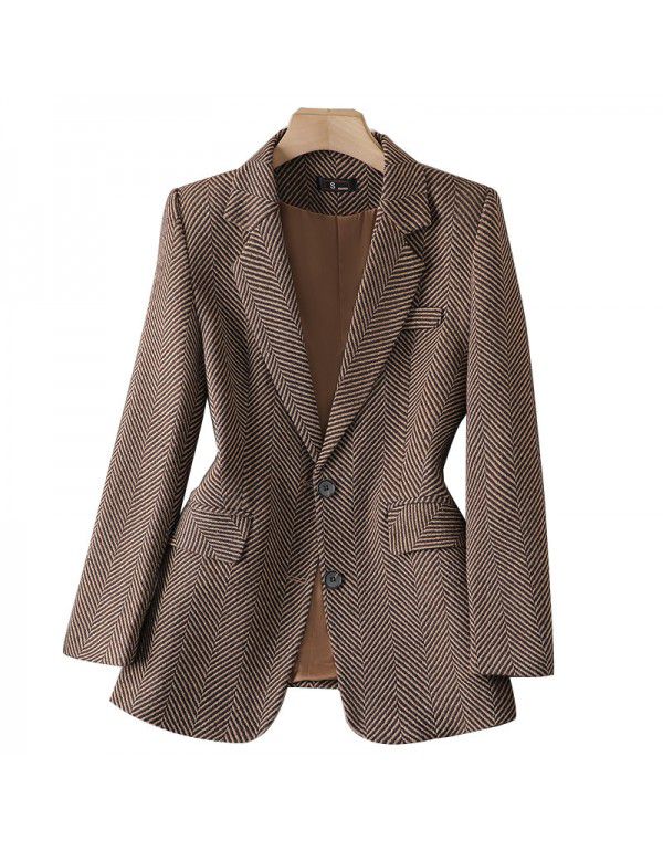 Striped casual small suit coat Women's spring and ...