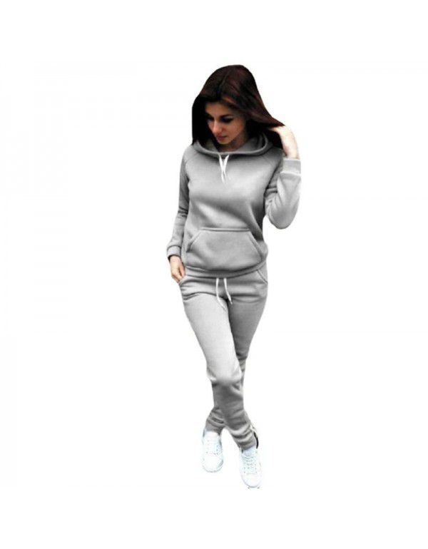 New Sweater Set Women's Long Sleeve Hooded Women's Top Casual Color Matching Pullover