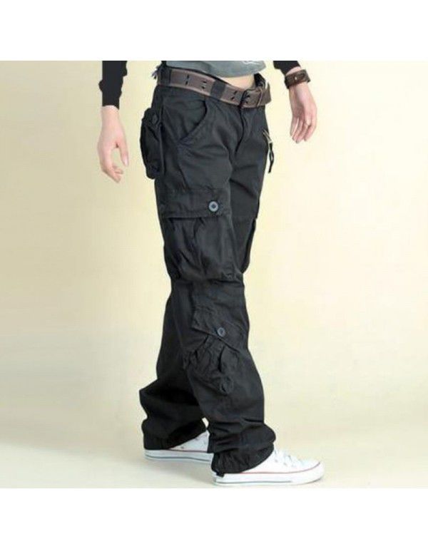 European and American pants Women's overalls Cross border multi bag sports pants Loose tactical pants Large casual pants