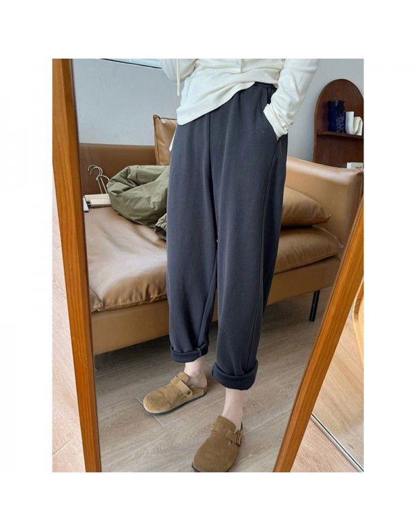 Spring and Autumn New Fashion Oversized Thickened Straight Casual Pants Women's Fat Sister mm Loose Slim Harlan Pants