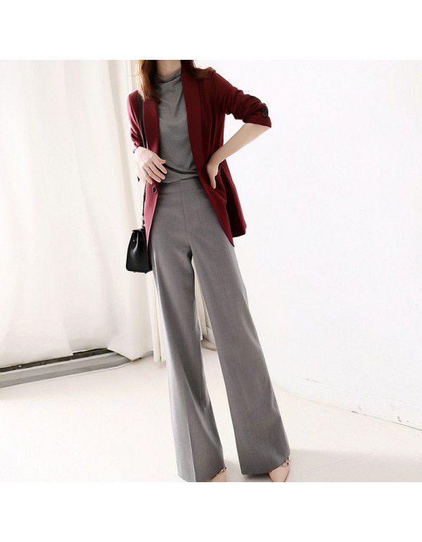 Autumn and Winter Thickened New French Office Women's Pants Professional Drop Straight Loose Casual Suit Pants