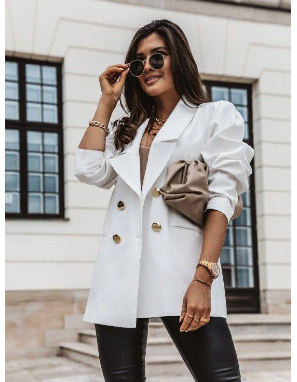 Autumn and Winter New Casual Women's Suit Coat Double breasted Solid Color Suit Women's Suit Coat