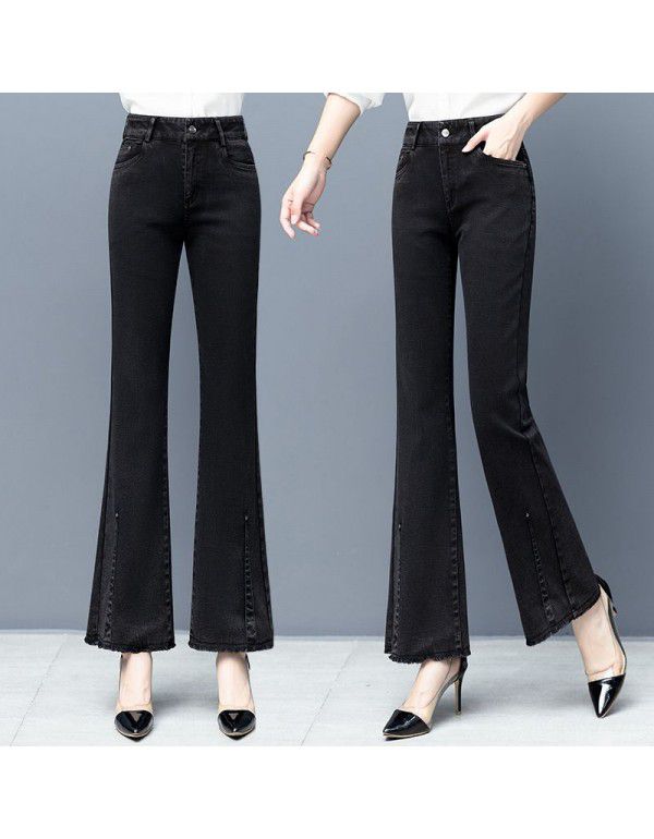 New Spring Black Pants Loose High Waist Spring Autumn Women's Pants Straight Flare Pants