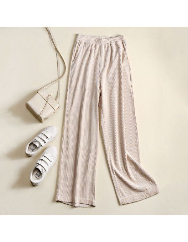 High waist Korean casual women's pants Wide leg flannel pants Long pants