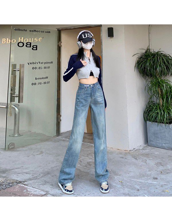 Vintage Blue Straight Leg Jeans Women's Spring New...