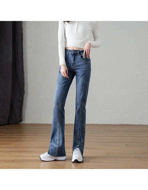 Micro flared jeans women's high waist new slim bla...