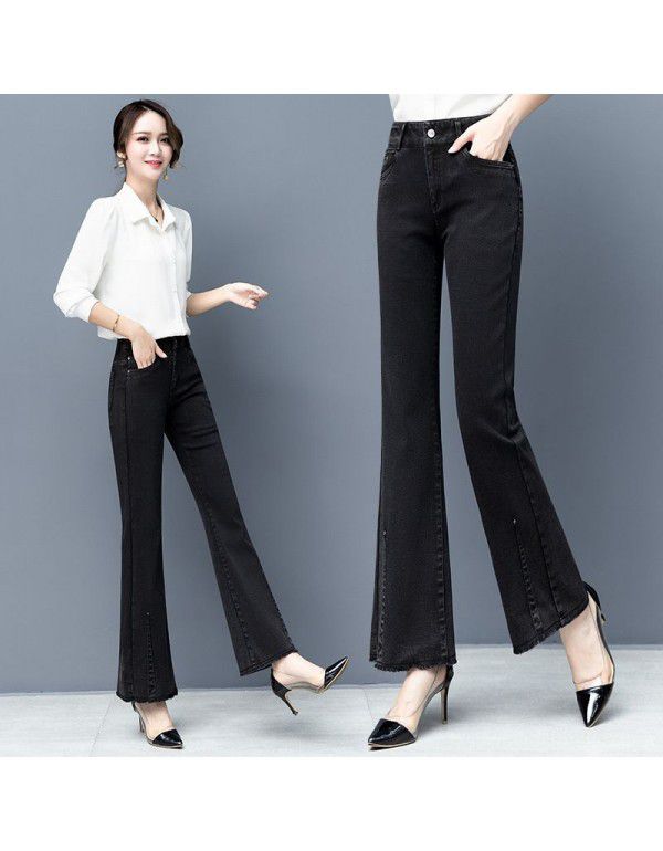 New Spring Black Pants Loose High Waist Spring Autumn Women's Pants Straight Flare Pants