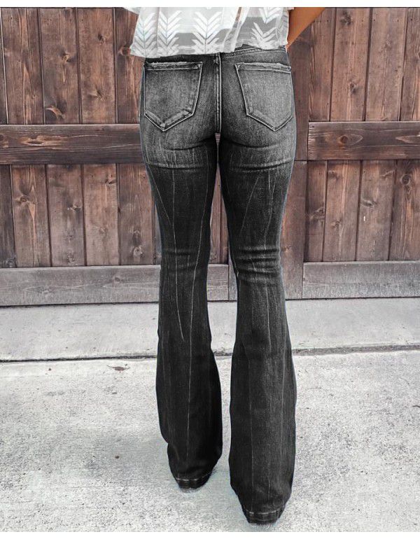 New Women's Casual Pants Show Thin Temperament Broken Hole Denim Wide Leg Women's Pants