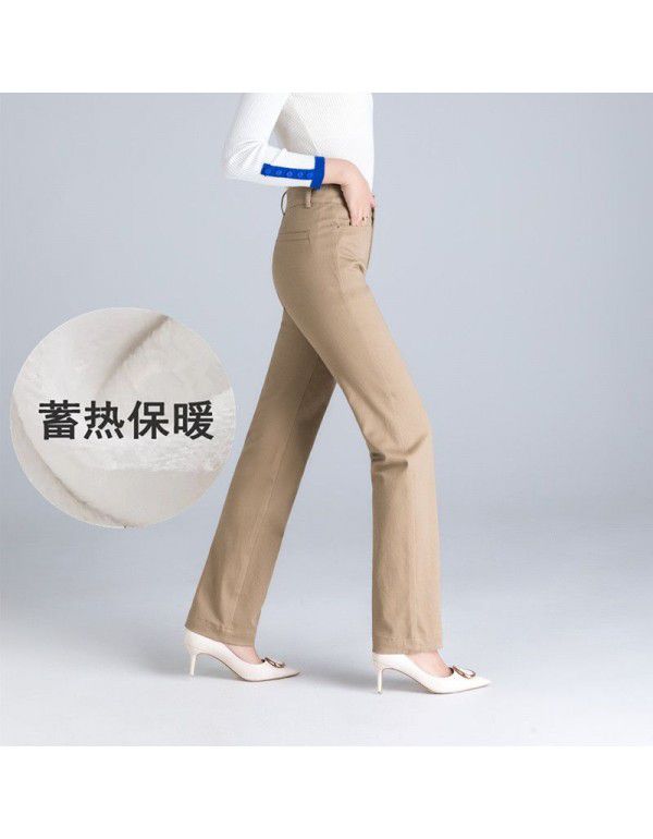 Cotton Women's Pants Straight Sleeve Fashion Pants Spring and Autumn Pants High Waist Elastic Pants Casual Pants Women