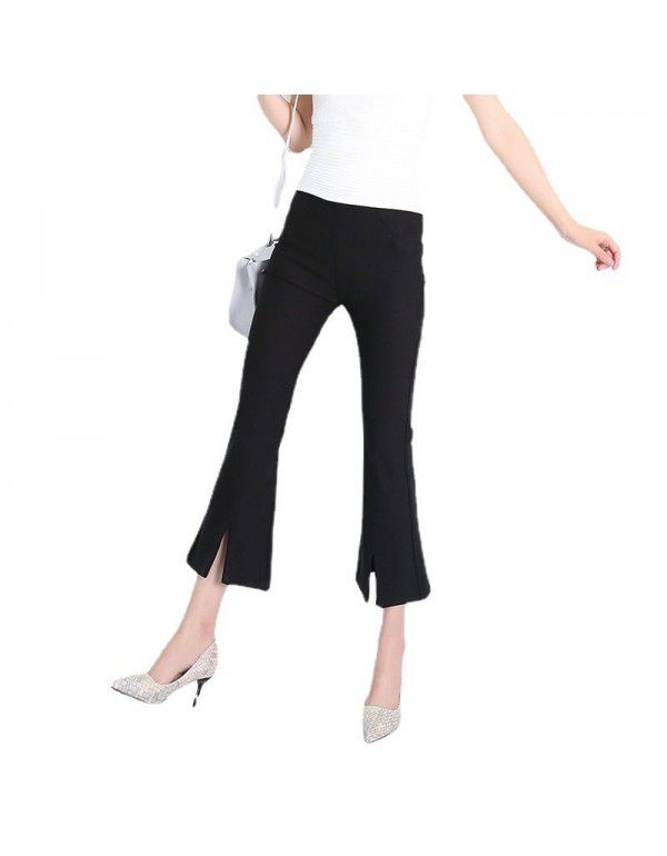 Autumn and Winter New Women's Casual Pants Temperament Commuter Split Flare Pants Nine Split Wide Leg Pants