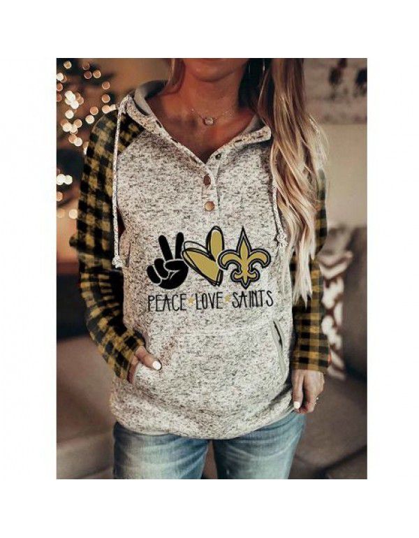 Hoodie Casual Loose Sleeve Drawstring Pullover Sweatshirt With Pocket Print Top Sweatshirt