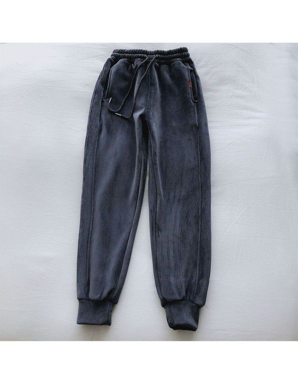 Soft waxy warm sports pants for women in autumn and winter, plush and thickened outer wear pants, loose and thin casual pants, leggings 