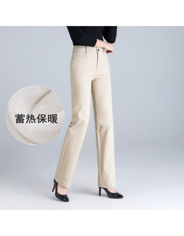 Cotton Women's Pants Straight Sleeve Fashion Pants Spring and Autumn Pants High Waist Elastic Pants Casual Pants Women