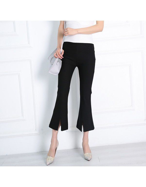 Autumn and Winter New Women's Casual Pants Temperament Commuter Split Flare Pants Nine Split Wide Leg Pants