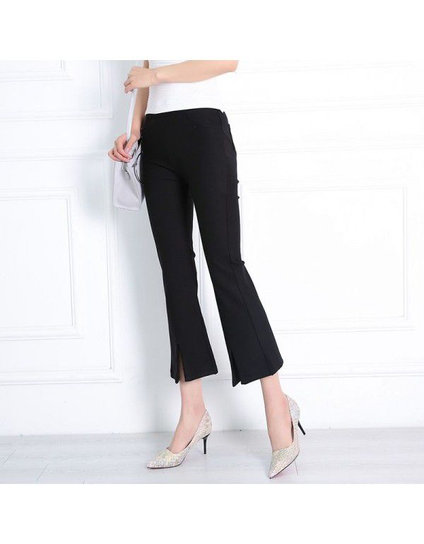 Autumn and Winter New Women's Casual Pants Temperament Commuter Split Flare Pants Nine Split Wide Leg Pants