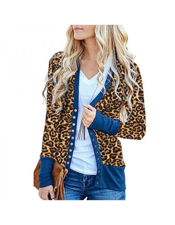 Women's striped patchwork medium length long sleeve single breasted cardigan jacket