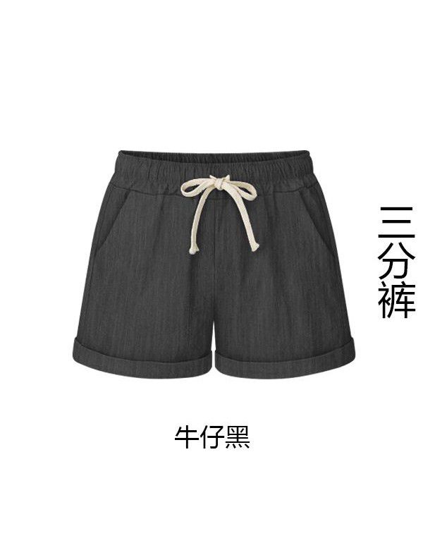 Cotton Shorts Women's Summer Thin Casual Harlan Pants Large Loose 3/4 Pants Wide Leg Women's Pants