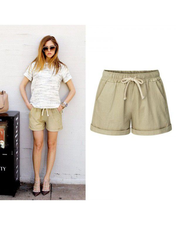 Cotton Shorts Women's Summer Thin Casual Harlan Pants Large Loose 3/4 Pants Wide Leg Women's Pants