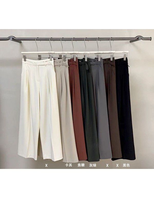 Women's high waist casual pants Women's design sense folding wide leg pants