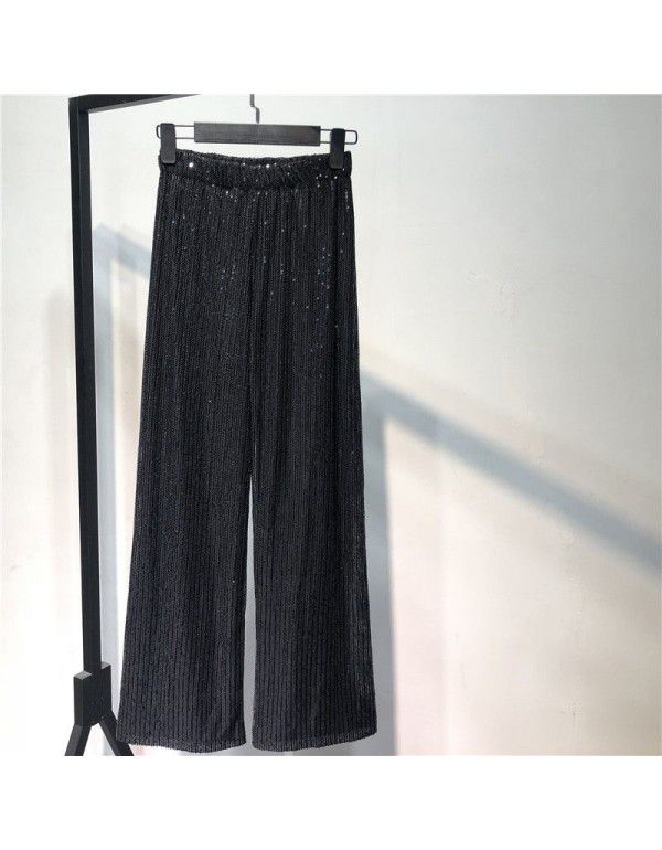 Sequins Wide Leg Pants Loose High Waist Drop Casual Pants Suit Pants Elastic Waist Pants Kids Large