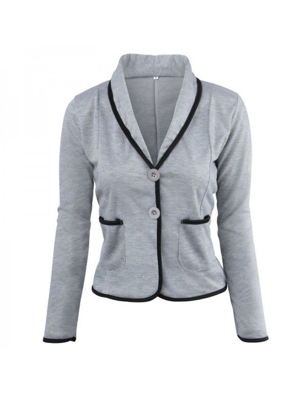 Solid casual and versatile colors show thin European and American small suit temperament coat for women in autumn and winter