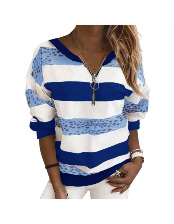 Autumn and Winter New College Style Stripe Pullover Loose Fashion Sweater Women