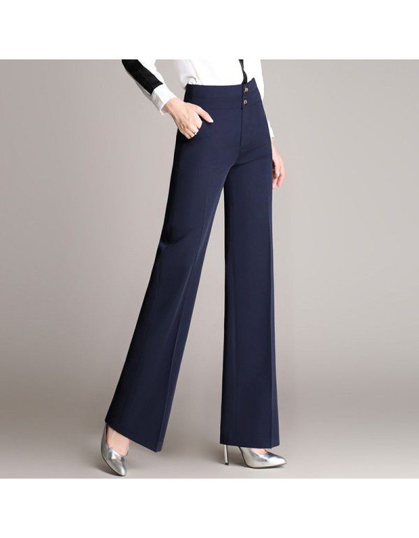 Korean Loose Versatile High Waist Drop Feel Wide Leg Pants New Large Professional Women's Wide Leg Pants Casual Pants