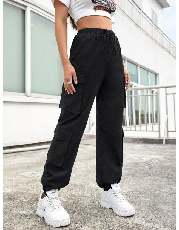 High Street Hip Hop Women's Pants Trendy Pants Amazon Multi Pocket Street Dress Pants Loose Straight Leg Tights