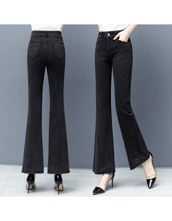 New Spring Black Pants Loose High Waist Spring Autumn Women's Pants Straight Flare Pants