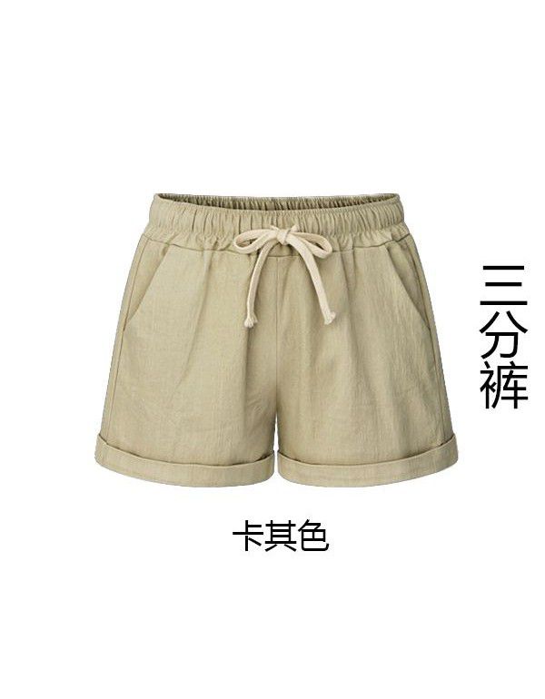 Cotton Shorts Women's Summer Thin Casual Harlan Pants Large Loose 3/4 Pants Wide Leg Women's Pants