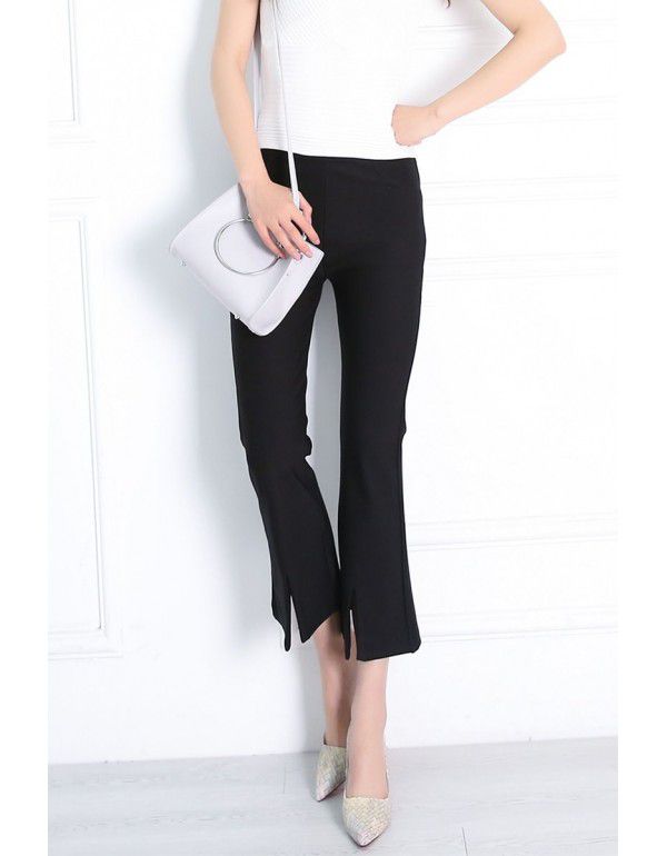 Autumn and Winter New Women's Casual Pants Temperament Commuter Split Flare Pants Nine Split Wide Leg Pants