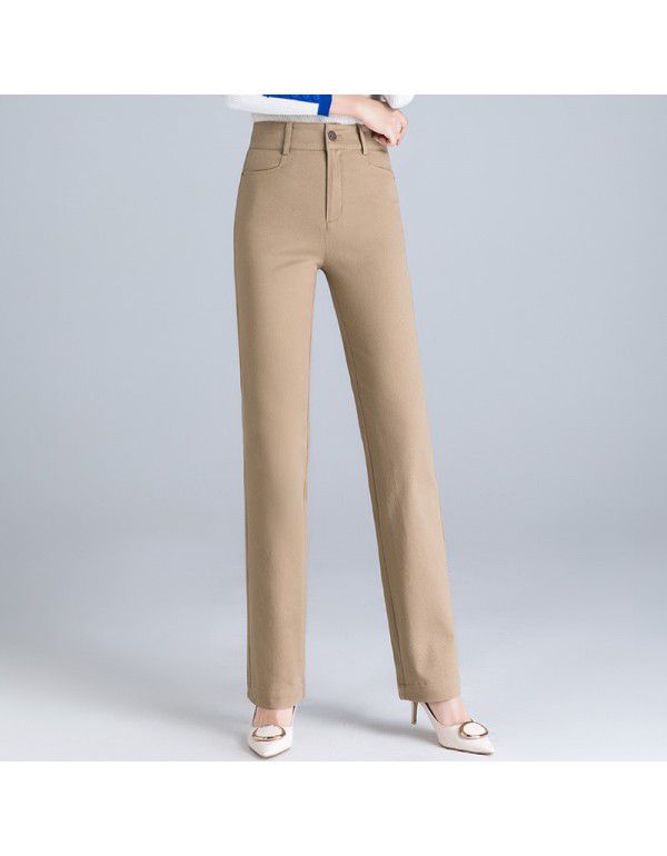 Cotton Women's Pants Straight Sleeve Fashion Pants Spring and Autumn Pants High Waist Elastic Pants Casual Pants Women