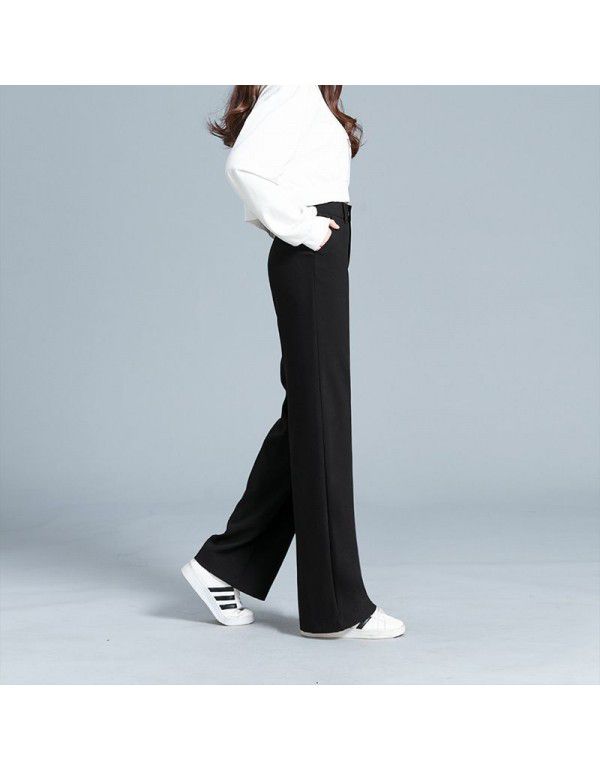 Wide Leg Pants High Waist Draping Slim Black Grey Wide Leg Pants Women's Spring and Autumn Suit Pants Pants