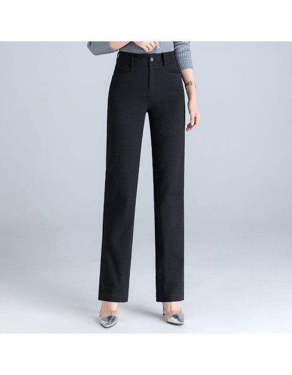 Cotton Women's Pants Straight Sleeve Fashion Pants Spring and Autumn Pants High Waist Elastic Pants Casual Pants Women