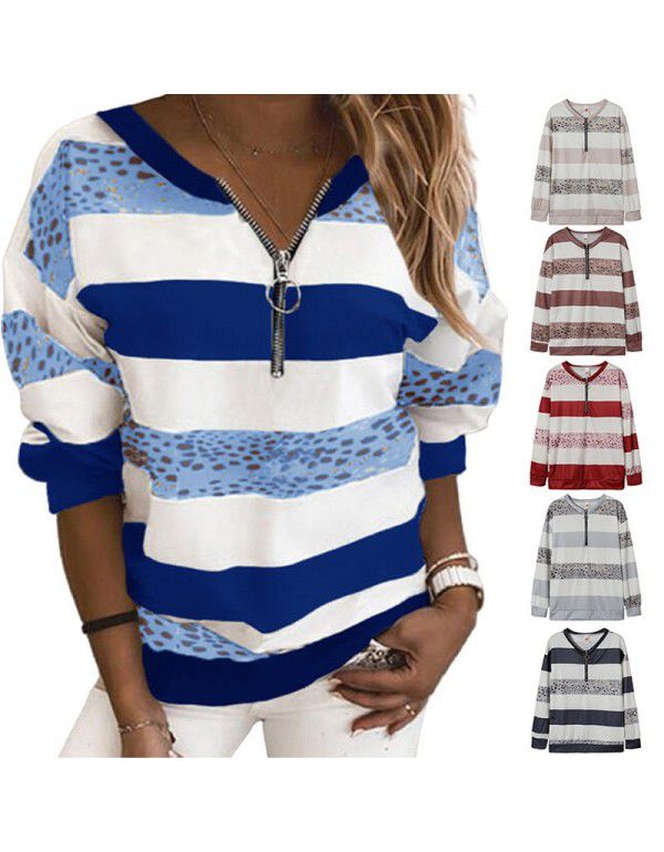 Autumn and Winter New College Style Stripe Pullover Loose Fashion Sweater Women