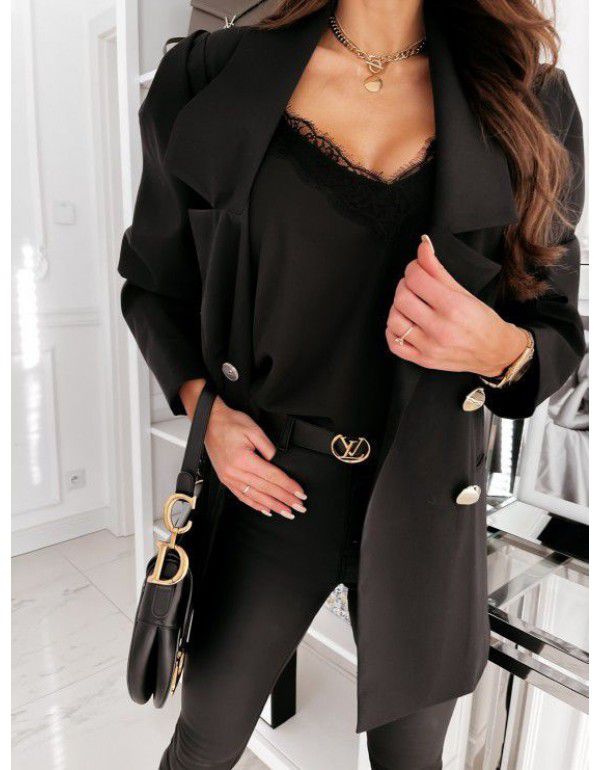 Autumn and Winter New Casual Women's Suit Coat Double breasted Solid Color Suit Women's Suit Coat