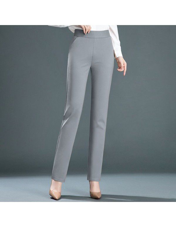 Autumn Elastic Tight Waist Middle Age Mom Small Straight Trousers Elastic High Waist Slim Pants Brocade Wrapped Cotton Women's Pants