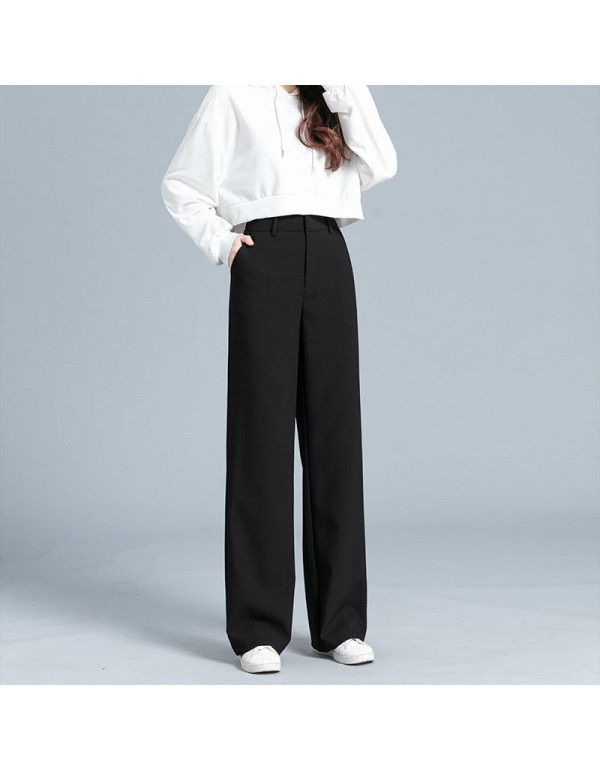 Wide Leg Pants High Waist Draping Slim Black Grey Wide Leg Pants Women's Spring and Autumn Suit Pants Pants