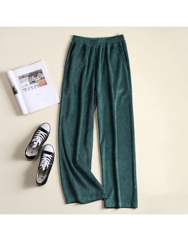 High waist Korean casual women's pants Wide leg fl...