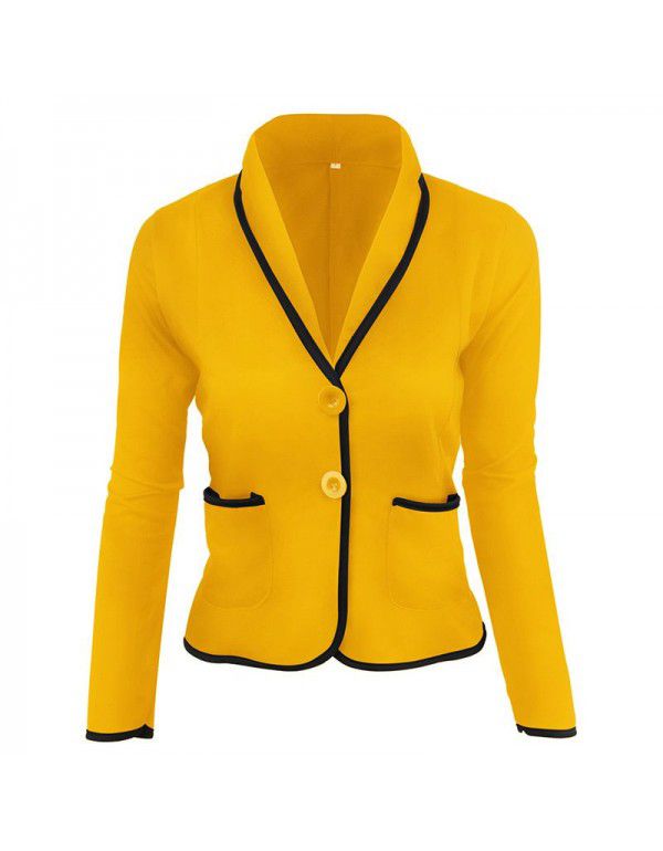 Solid casual and versatile colors show thin European and American small suit temperament coat for women in autumn and winter