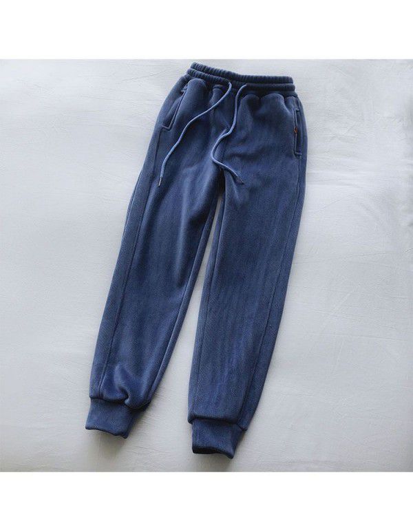 Soft waxy warm sports pants for women in autumn and winter, plush and thickened outer wear pants, loose and thin casual pants, leggings 