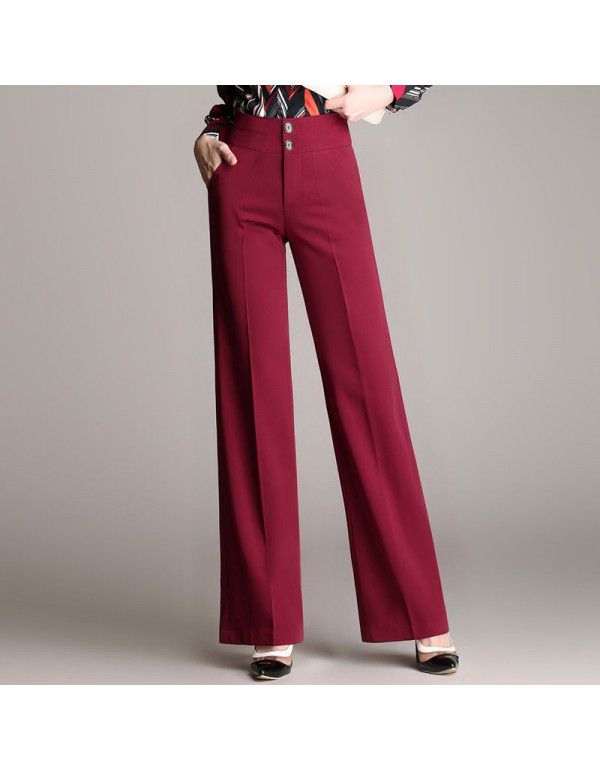 Korean Loose Versatile High Waist Drop Feel Wide Leg Pants New Large Professional Women's Wide Leg Pants Casual Pants