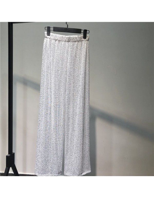 Sequins Wide Leg Pants Loose High Waist Drop Casual Pants Suit Pants Elastic Waist Pants Kids Large