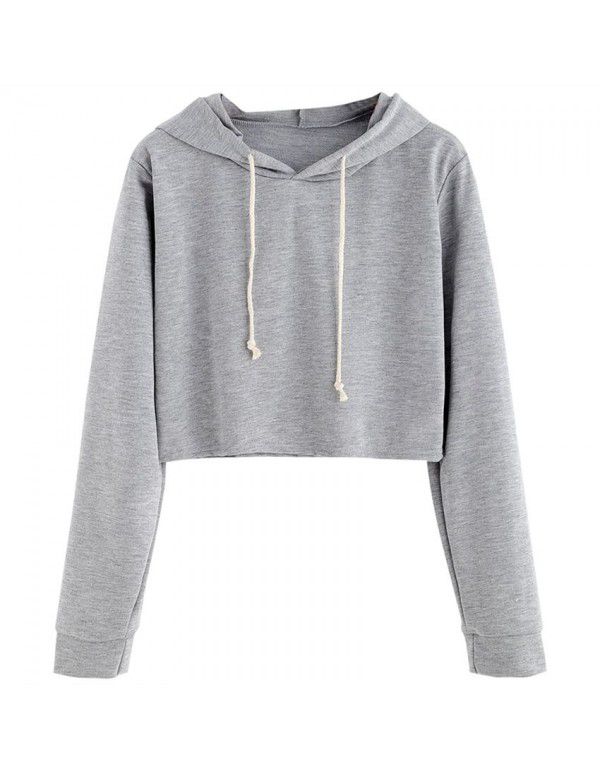 Spring New Solid Hooded Pullover Women