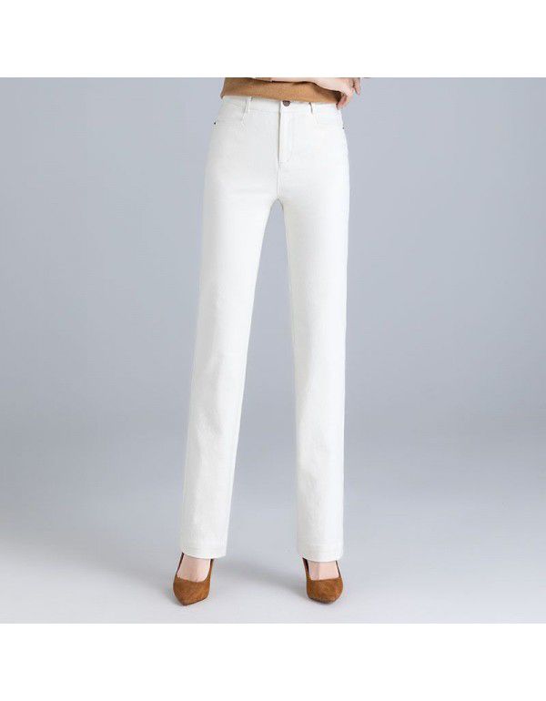 Cotton Women's Pants Straight Sleeve Fashion Pants Spring and Autumn Pants High Waist Elastic Pants Casual Pants Women